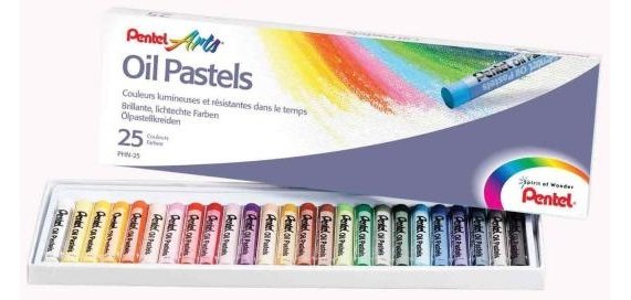 Pastel huile pentel corps rond enrobage papier non salissant diamètre 8mm boîte 25 unités