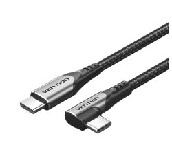 Vention TRAHF cable USB USB 2.0 1 m USB C 0,48 Gbit/s 60 W Negro, Acero inoxidable