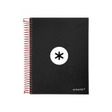 Cahier spirale antartik a5 240p 90g couverture rembordee quadrillage 5mm 6 trous       coil-lock coloris noir
