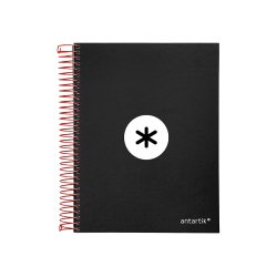 Cahier spirale antartik a5 240p 90g couverture rembordee quadrillage 5mm 6 trous       coil-lock coloris noir