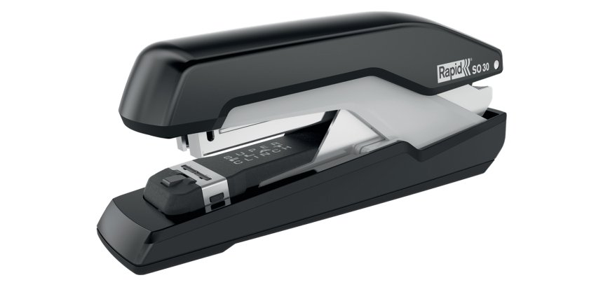 Agrafeuse de bureau SO30 SuperFlatClinch. Agrafes 24/6 et 26/6. 30 feuilles. Noir