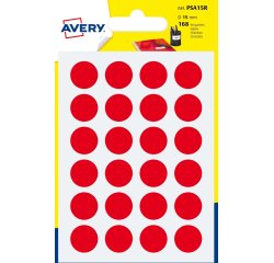 Avery PSA15R self-adhesive label Round Permanent Red 168 pc(s)