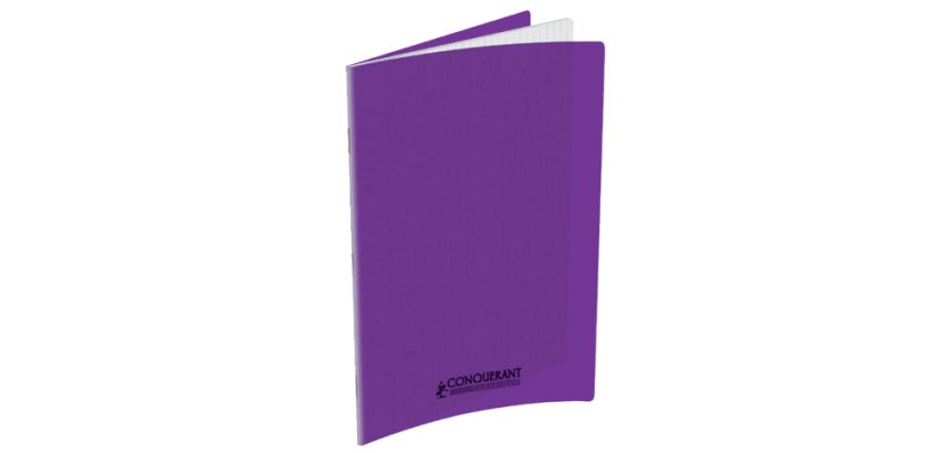 Cahier piqué conquérant classique couverture polypropylène rigide transparente a5+ 17x22cm 96 pages 90g séyès violet