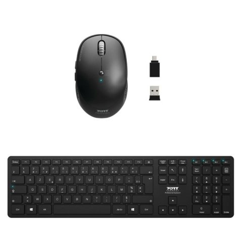 Port Designs 900907-FR clavier Souris incluse Maison Bluetooth AZERTY Français Noir