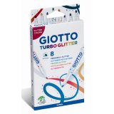 Feutre coloriage giotto turbo glitter capuchon ventilé pointe moyenne encre pailletée base eau coloris assortis étui 8u
