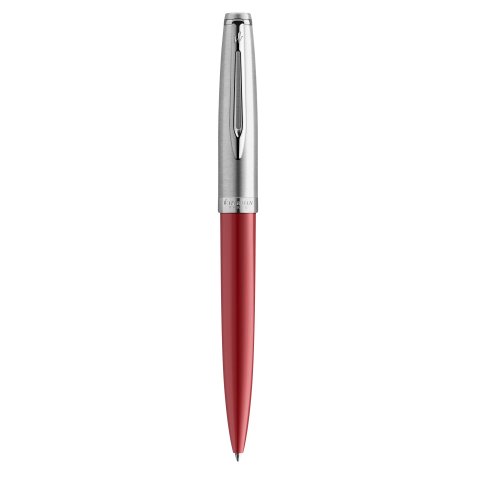 Bille EMBLEME rouge brillant. Point moyenne. Encre bleu