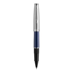 Roller EMBLEME bleu brillant. Pointe fine. Encre noir