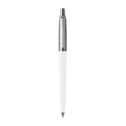 Stylo-bille parker jotter retractable pointe moyenne    finition blanc brillant avec  1 recharge quinkflow encre