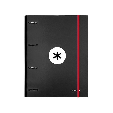 Classeur antartik 4 anneaux ronds 25mm a4 carton rembordé feuillets mobiles quadrillage 5mm coloris noir