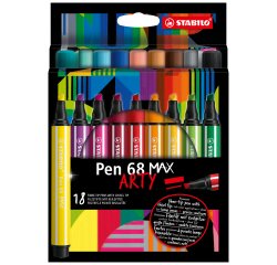 Feutre coloriage stabilo pen 68 max arty encre aquarellablepointe large biseautee etui carton 18 coloris assortis