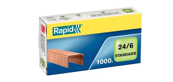 Agrafes Rapid 24/6 cuivrées - Boite de 1000