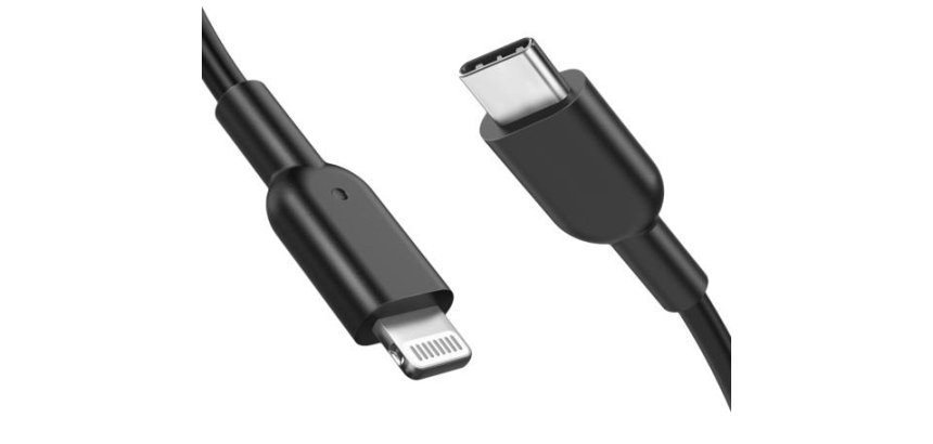 DLH Cable USB-C vers Apple lightning certifie MFI 1m 3.25A 65W max noir