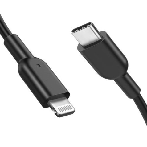 DLH CABLE USB-C VERS APPLE LIGHTNING CERTIFIE MFI 1M 3.25A 65W MAX NOIR