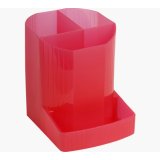 Pot à crayons exacompta linicolor mini polypropylène translucide octogonal 3 compartiments avancée coloris framboise
