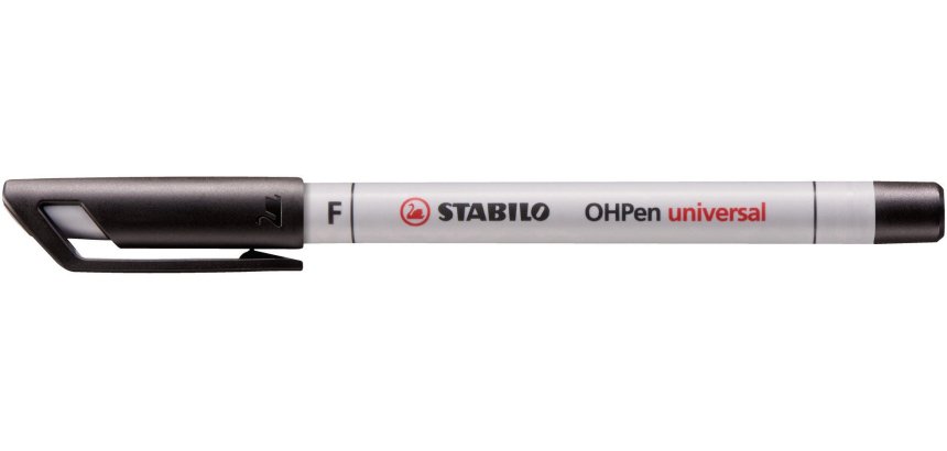 Stylo-feutre stabilo ohp pen soluble pointe fine 0.7mm multi-supports effaçable grip ergonomique coloris noir