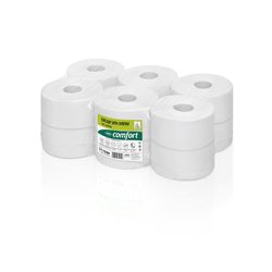 Papier hygiénique jumbo 180m center feed ouate blanche recyclée écolabel 2 plis rouleau 720 feuilles paquet 12 rouleaux