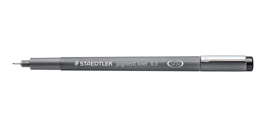 Stylo-feutre staedtler pigment liner technique trait 0.3mm encre noire infalsifiable pointe calibrée baguée métal