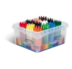 Classpack crayons a la cire cera giotto forme ronde 8mm   9cm lavable 144 unites dot 12 gratuits coloris assortis