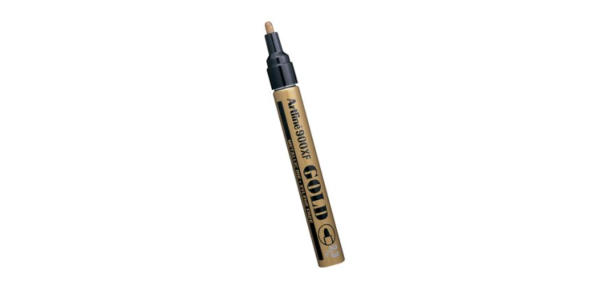 Marqueur artline permanent pointe moyenne conique 2.3mm tous supports corps métal encre pigmentée résiste eau couleur or