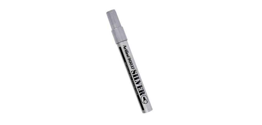 Marqueur artline permanent pointe moyenne conique 2.3mm tous supports corps métal encre pigmentée résiste eau argent