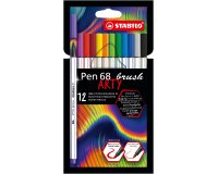 Feutre pinceau stabilo pen 68 brush arty aquarellable encre sans odeur riche en pigments  etui carton 12 unites