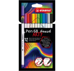 Feutre pinceau stabilo pen 68 brush arty aquarellable encre sans odeur riche en pigments  etui carton 12 unites