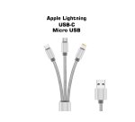 DLH Câble 3 en 1 USB-A vers USB-C / micro USB / Apple lightning