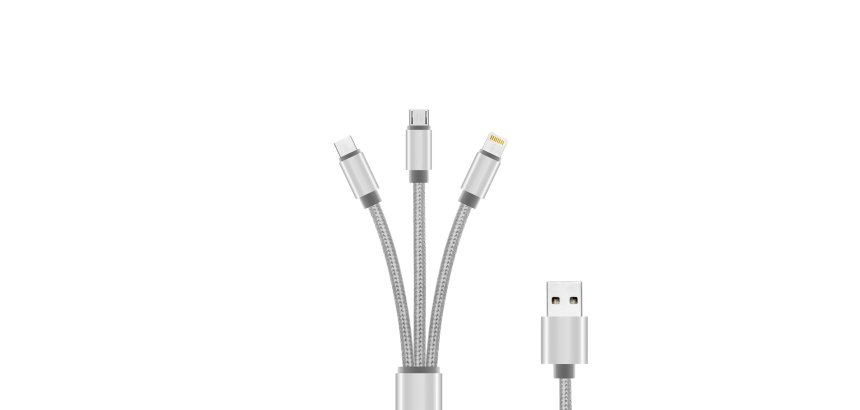 DLH Câble 3 en 1 USB-A vers USB-C / micro USB / Apple lightning