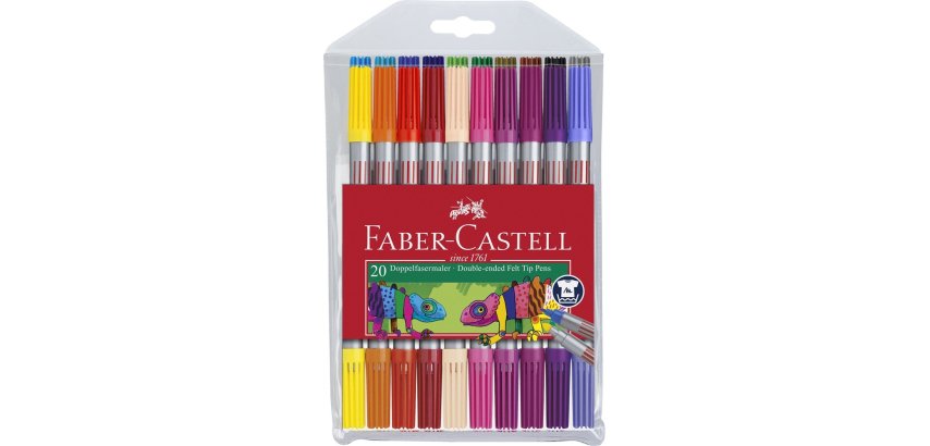 FABER-CASTELL Feutre double pointe, étui de 20