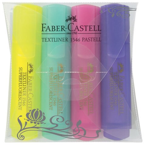 Surligneur faber-castell textliner tl1546              pochette de 4 coloris pastel