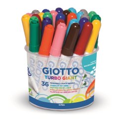Feutre coloriage giotto turbo giant capuchon ventilé pointe ogive 7.5mm super résistante pot 32 unités