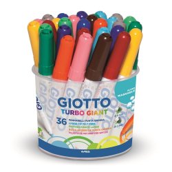 Feutre coloriage giotto turbo giant capuchon ventilé pointe ogive 7.5mm super résistante pot 32 unités
