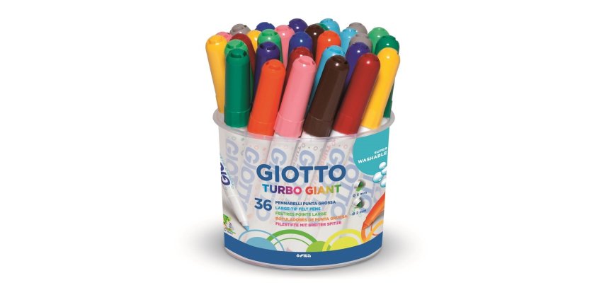Feutre coloriage giotto turbo giant capuchon ventilé pointe ogive 7.5mm super résistante pot 32 unités
