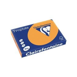 Ramette de 500 feuilles papier couleur TROPHEE 80 grammes format A3 clementine 1880