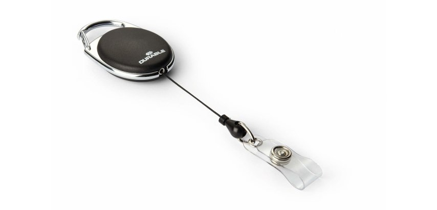 Porte-carte avec enrouleur 'STYLE', oval, blanc