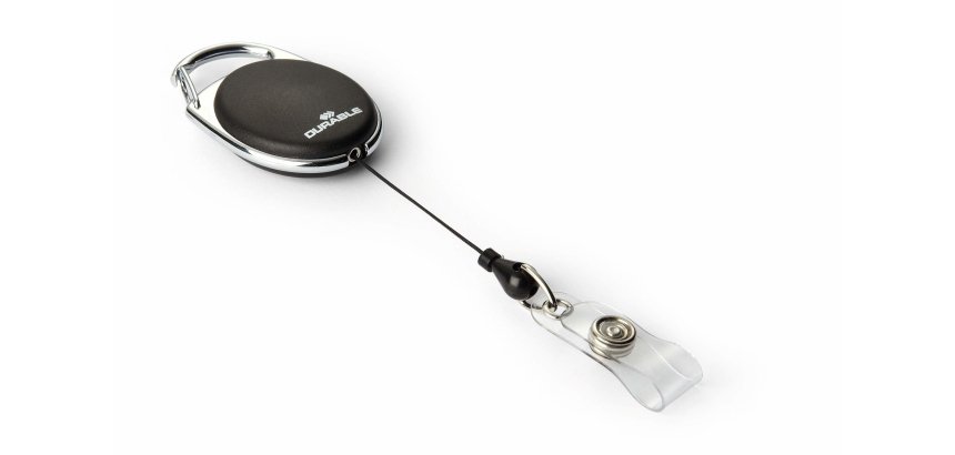 Porte-carte avec enrouleur 'STYLE', oval, blanc