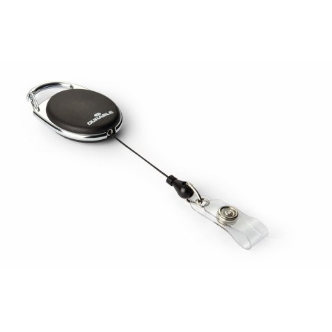 Porte-carte avec enrouleur 'STYLE', oval, blanc