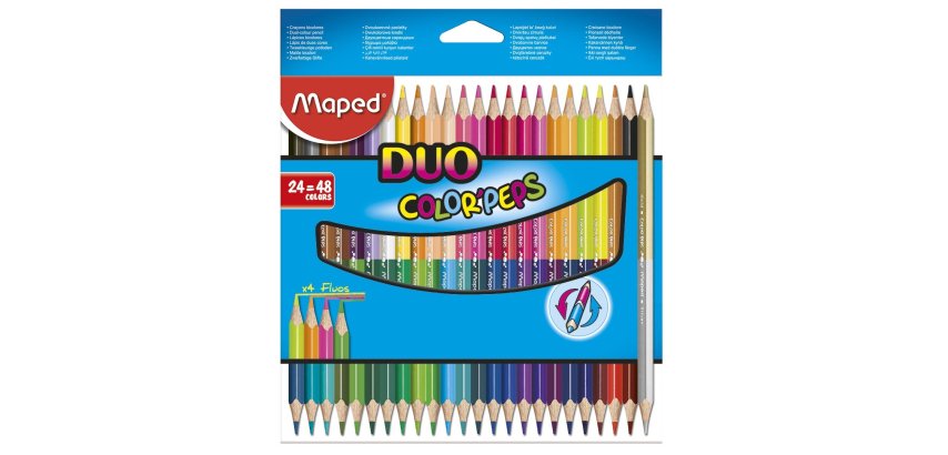 Crayons bicolores COLOR'PEPS DUO, triangulaire, étui