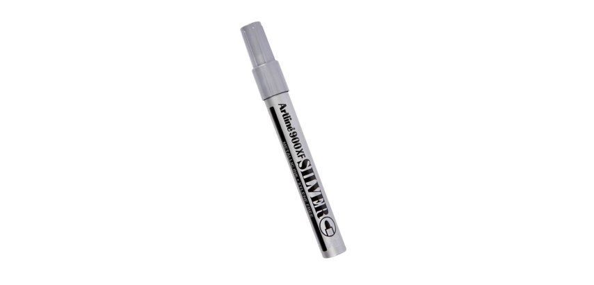 Marqueur artline permanent pointe moyenne conique 2.3mm tous supports corps métal encre pigmentée résiste eau argent