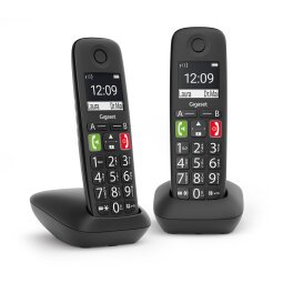 Teléfono Gigaset E290 Duo Teléfono DECT/analógico Identificador de llamadas Negro