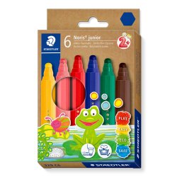 Feutre coloriage staedtler noris junior 329 hexagonal    pointe large coloris assortis etui carton 6 unites