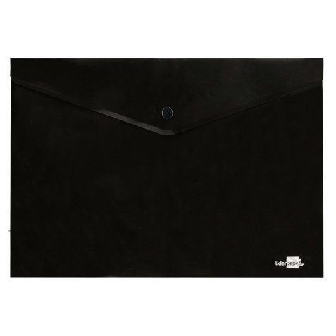Pochette enveloppe liderpapel polypropylene 180 microns a4  97x210mm 50f fermeture bouton resistant noir opaque