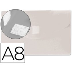 Pochette enveloppe liderpapel polypropylène 180 micorns a8 74x52mm 50f fermeture bouton résistant transparent
