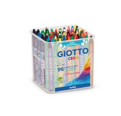 Pastelli cera - lunghezza 90mm con Ø 8,50mm - colori assortiti - Giotto -  barattolo 96 colori