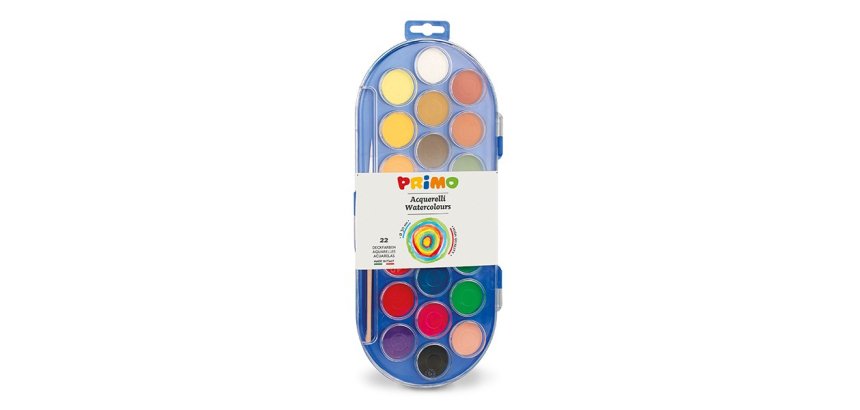 Pastiglie Acquerelli - ø 30mm - colori assortiti - Primo - astuccio da 22 pastiglie