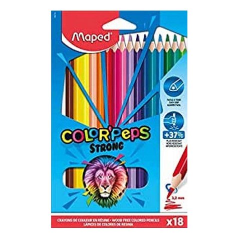 Crayon de couleur COLOR'PEPS STRONG, étui carton de 18