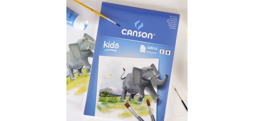 Bloc peinture canson papier dessin spécial gouache résistant eau 200g a4 210x297mm paquet 20f