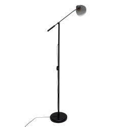 Lampadaire liseuse Culot E27, Inclinable/orientable, Livrée sans ampoule, noir mat et métal argenté