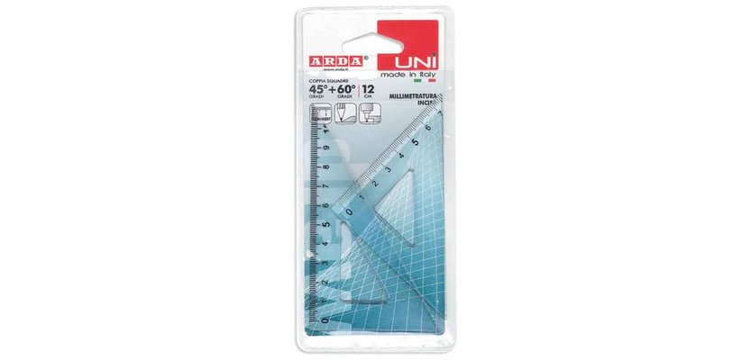 Coppia squadra Profil - 45/60gradi - 12cm - alluminio - Arda