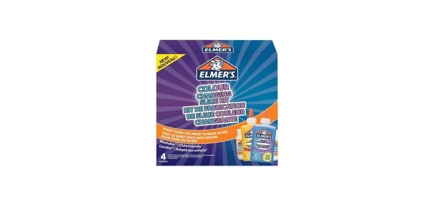 Kit pour slime changuement couleur elmer's  colle /liquide magique /activateur slime bleu/violet et jaune/rouge